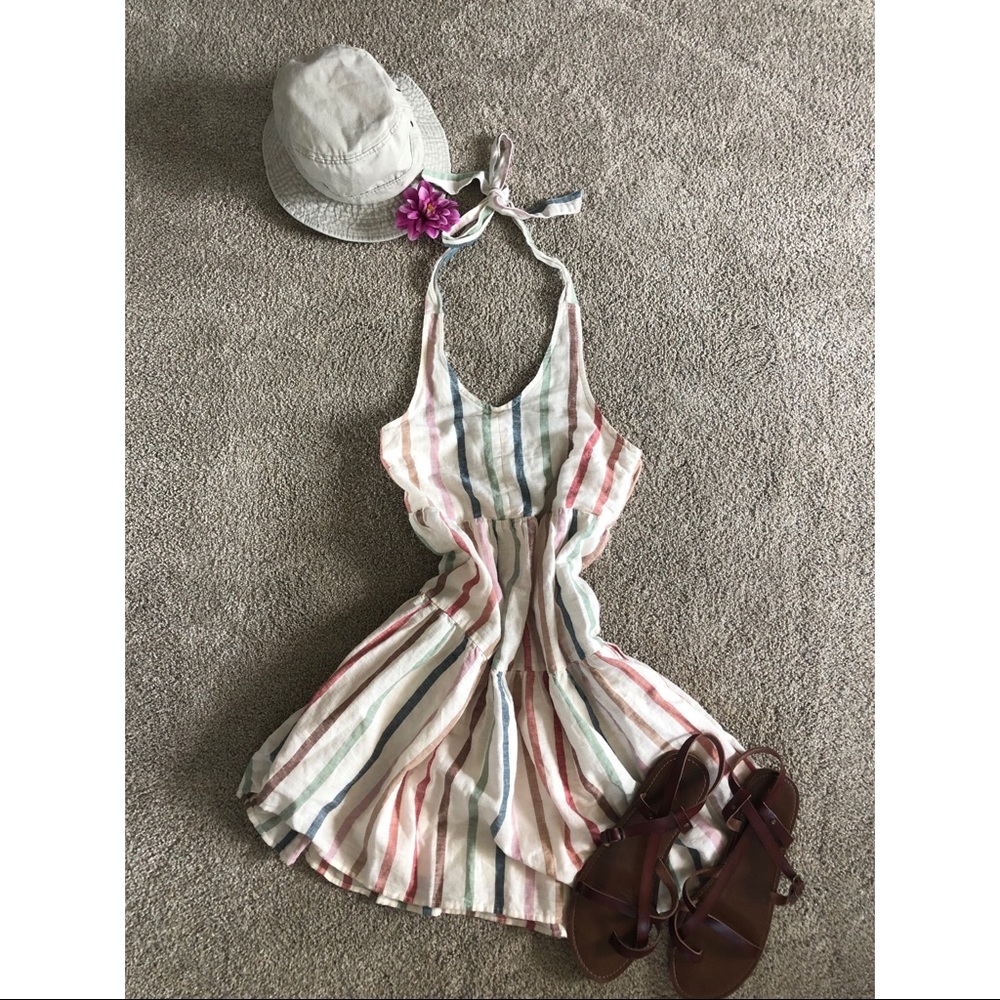 Tiered striped halter sun dress